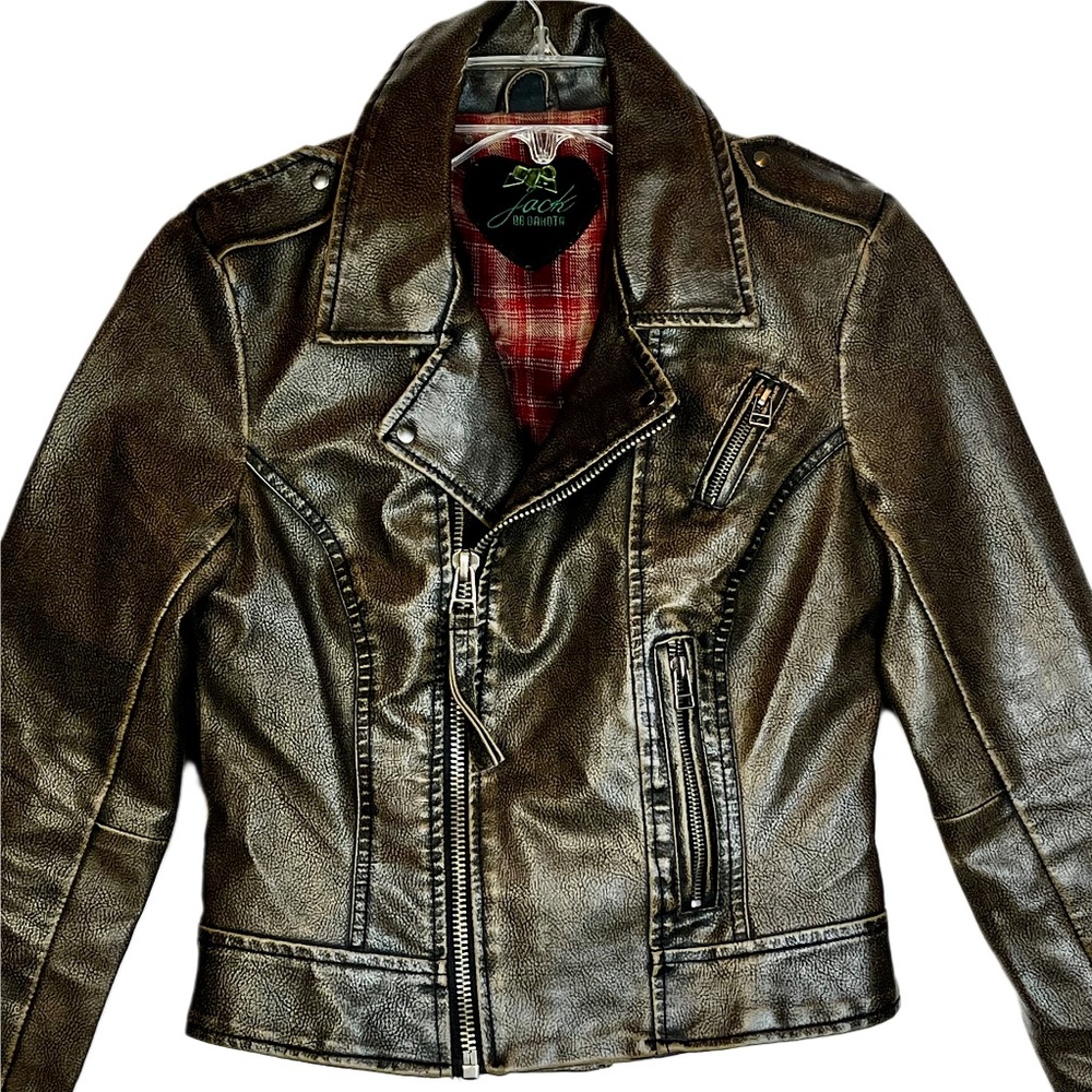 BB Dakota x Jack Faux Leather Moto Jacket Vtg Inspired XS Edgy Rock & Roll